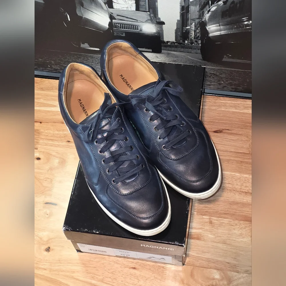 Magnanni Franco Lo Navy Leather Sneakers 13M - Picture 7 of 8